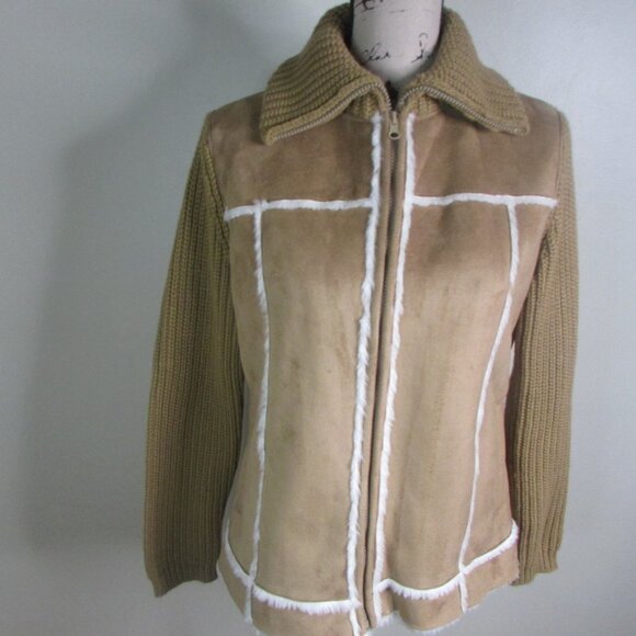 By Design Sport Coat L Brown White Full Zip - Picture 2 of 16